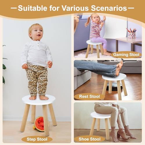 Wooden Step Stool for Kids, Children's Stool Matched Sensory Table, Children Sitting Stool with Assembled Four-Legged, Multi-Purpose Kids Chairs for Bathroom Kitchen Bedroom, Natural Anti-Slip, 2 Pack by VISCOO - Image 4