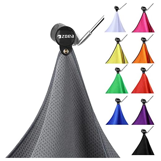 ZOEA Magnetic Towel, Magnetic Clip for Golf Towel, Microfiber Fabric Waffle Pattern Towels Industrial Strength Magnet for Strong Hold to Golf Carts or Clubs (1, Grey)