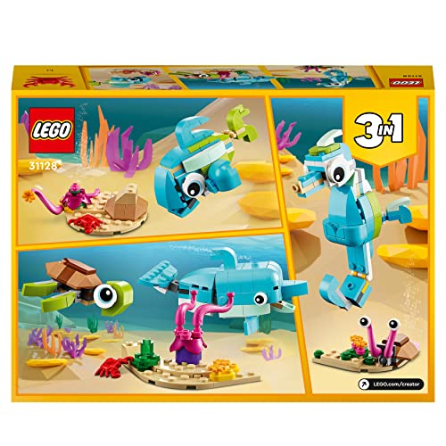 LEGO 31128 Creator 3-in-1 Delfin und Schildkröte, Seepferdchen, Fisch, Meerestieren-Figuren, Spielzeug zum Bauen – Bild 8