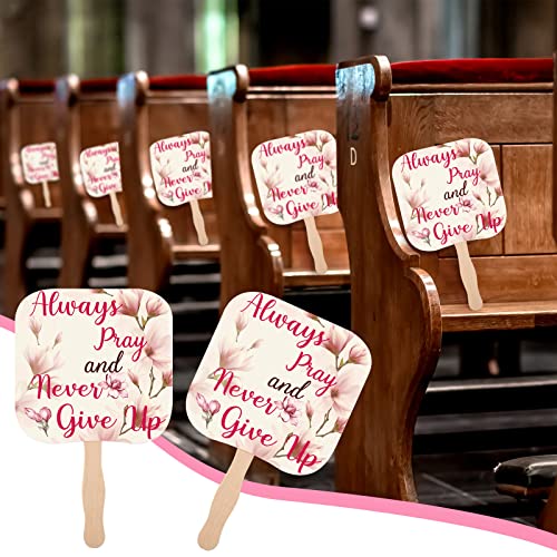 Image of Sherr 50 Pcs Christian Inspirational Gifts Bulk for Women Men Church Fans Handheld Wooden Fans Hand Funeral Memorial Service Favors Gifts