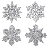 LYCTEIKI 28 copos de nieve para decoración navideña, 4 adornos para árbol de Navidad, copos de nieve, decoración para Navidad, bodas, fiestas