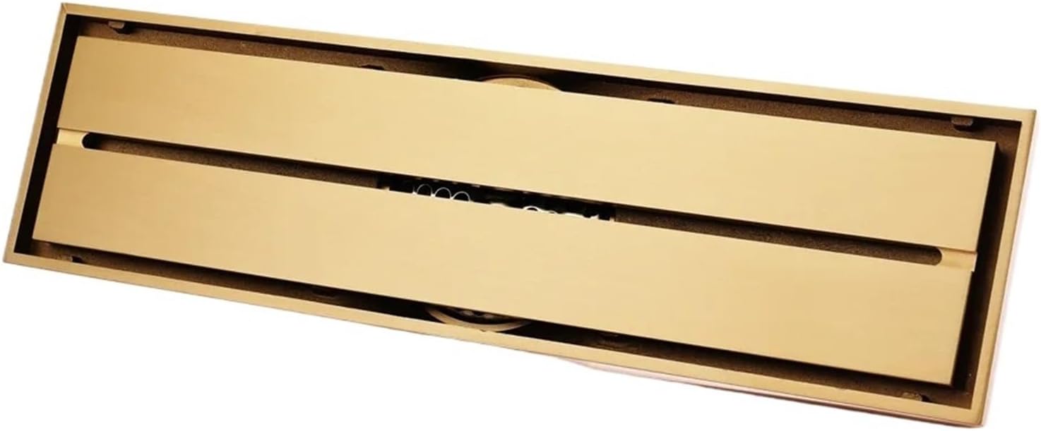 Home Improvement Bathroom Renovation Accessories Rectangular Floor Drains Gold Electroplated Size 300X82MM Hidden Installation(Chrome)