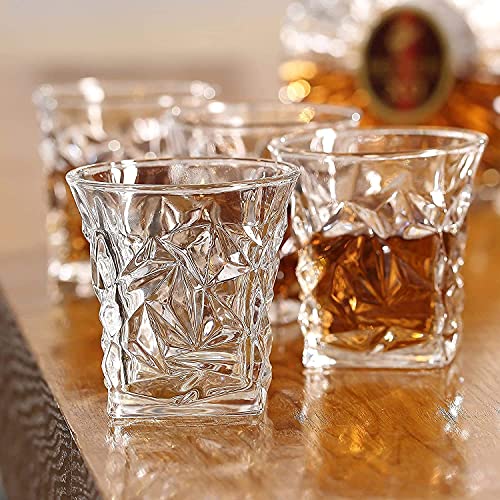 Image of Farielyn-X Whiskey Glass 310 ML, Transparent, Premium Crystal Diamond-Cut Tumblers for Scotch, Bourbon, Rum, Cocktails - Elegant Party for Home, Office, Cafe, Wedding, Parties, Gifts set of 6 (xBNZ-6)