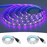GOMING 5V Purple 395-400nm USB LED Strip Light USB Powered 4M (2pcs x 6.6ft) 240LEDs Black Light Flexible SMD2835 No-Waterproof IP20 LED Tape Lights
