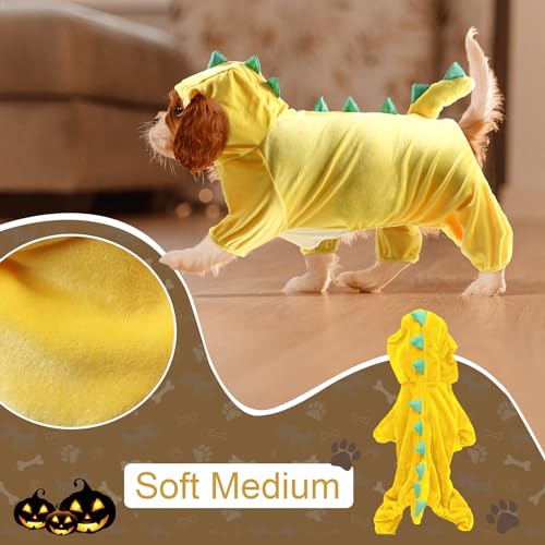 NACOCO Halloween Dog Dinosaur Costume - Pet Clothes Design Hoodie Yellow for Medium & Large Dog(Yellow, XS) - image 4