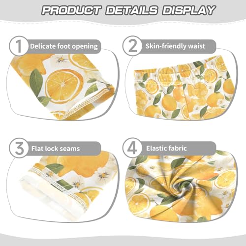 Wood Lemons Watercolor Kids Girl's Basic Leggings Fashion Full Length Workout Pants Running3