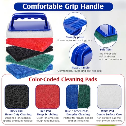 12-Set Heavy-Duty Griddle Cleaning Kit w/ Scouring Pads & Handles - image 4