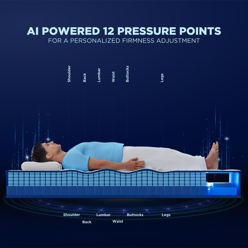 Image of The Sleep Company Latex SensAI Mattress with AI-Powered Firmness | Anti-Snore Mode | Sleep Analytics | 6-Zone Adaptive Support | 12 Inch Queen Size Mattress | 78X60
