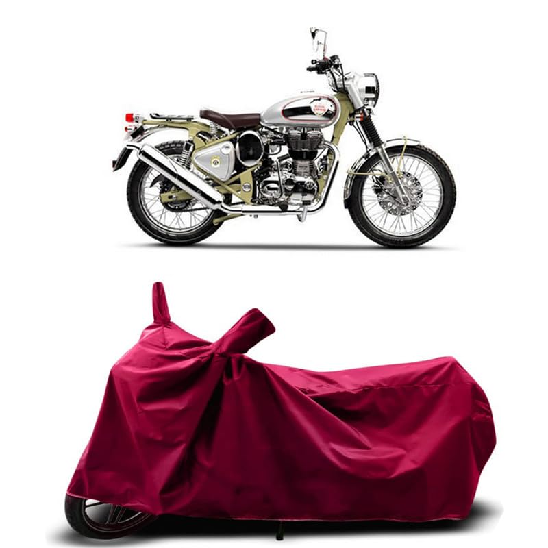 Image of DUFFEL-Two Wheeler Bike Cover Compatible for Royal Enfie Bullet Trials 500 Bs6 Heat Protectio /UV-Rays /Birds Dropping /DustProof /Waterproof Indoor Outdoor and Parking Full Protection [MAHROON]