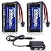 Produktbild URGENEX 7.4 V Li-ion Battery 2000 mAh 2S Battery with SM 2P Plug High Capacity for Remote Control RC Boat 2 Pack H101 RC Batteries with 1 to 2 USB Charger