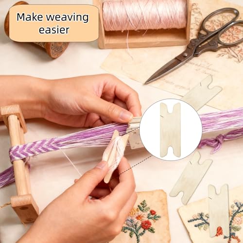10Pcs Wood Tatting Shuttle Set Compact and Portable Weaving Shuttle Accessory for Beginners Professional Craft Weaving Tool for Scarf and Tapestry Projects - Thumbnail 4