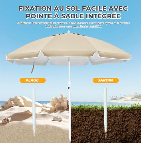 Parasol de plage portable Palawano 1.6m ombre solaire piscine patio - 5