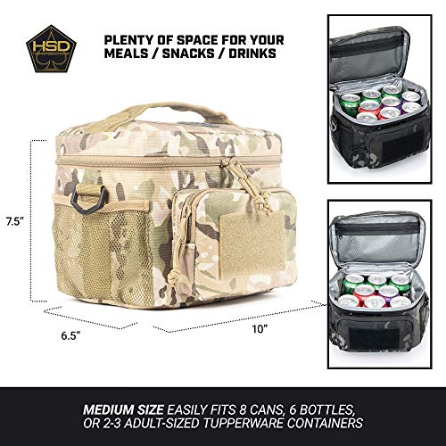 HSD Lunch Bag, 8mm Thick Insulation, Meal Prep Lunch Box, Hot & Cold Food & Drinks, Insulated Cooler, Water Resistant, Soft Sided, Easy To Clean Lining, Men, Women, Kids (Multicam, Medium)