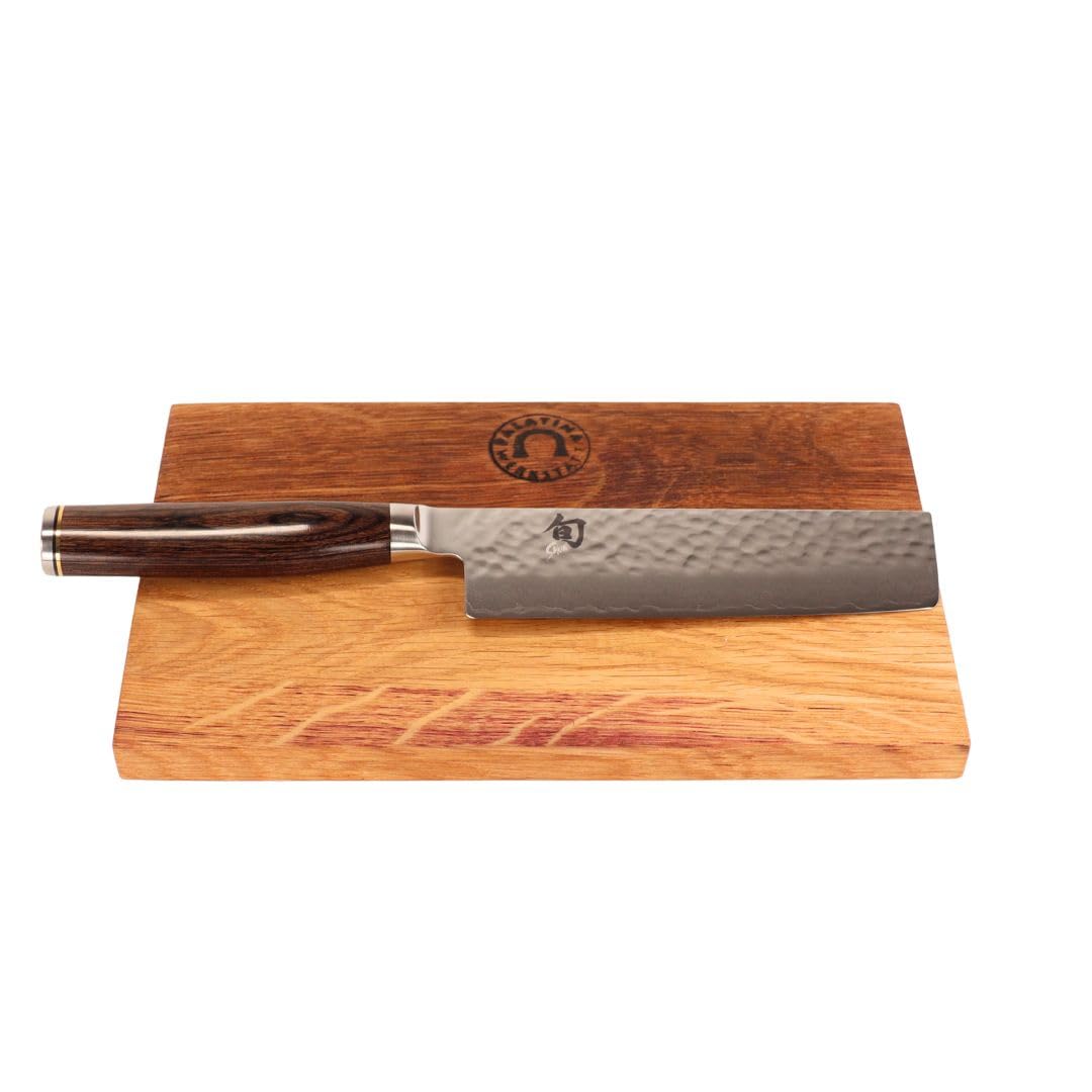 Kai Shun Premier Tim Mälzer Nakirimesser TDM-1742 – Japanisches Damastmesser 14 cm mit VG-MAX Stahlkern & 32 Lagen – inkl. handgefertigtem Schneidebrett 30x20 cm