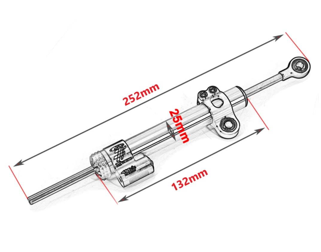 Matrix Amortiguador Estabilizador de de dirección Universal para Motos de Carretera, pitbike, Enduro, Trial (252mm.)