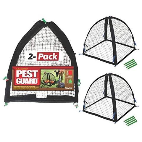 NuVue Products 32100 Pop-Up Garden Netting Pest Guard Covers with Ground Spikes, Mesh Plant Cover Tents for Pest and Animal Control, Pack of 2, Black, 22" x 22" x 22" Cover