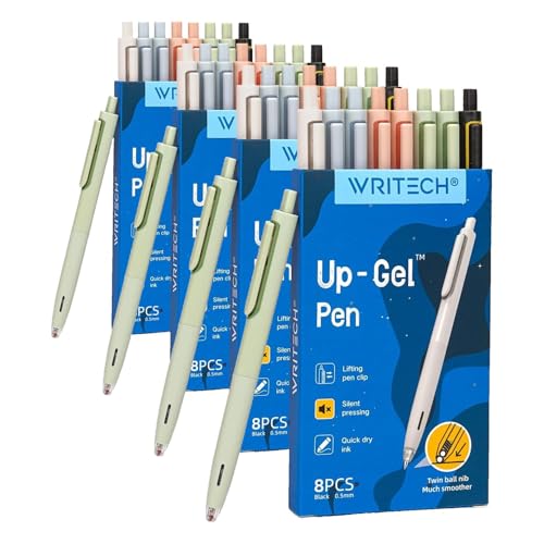 Image of WRITECH Gel-Pen Fine Point:0.5mm No Smear&Smudge Black Ink-Pen Click for Journaling Sketching Drawing Notetaking Retractable Extra Finepoint Smooth Writing Silent Pen Set Non Bleed-Gel (Pack of32)