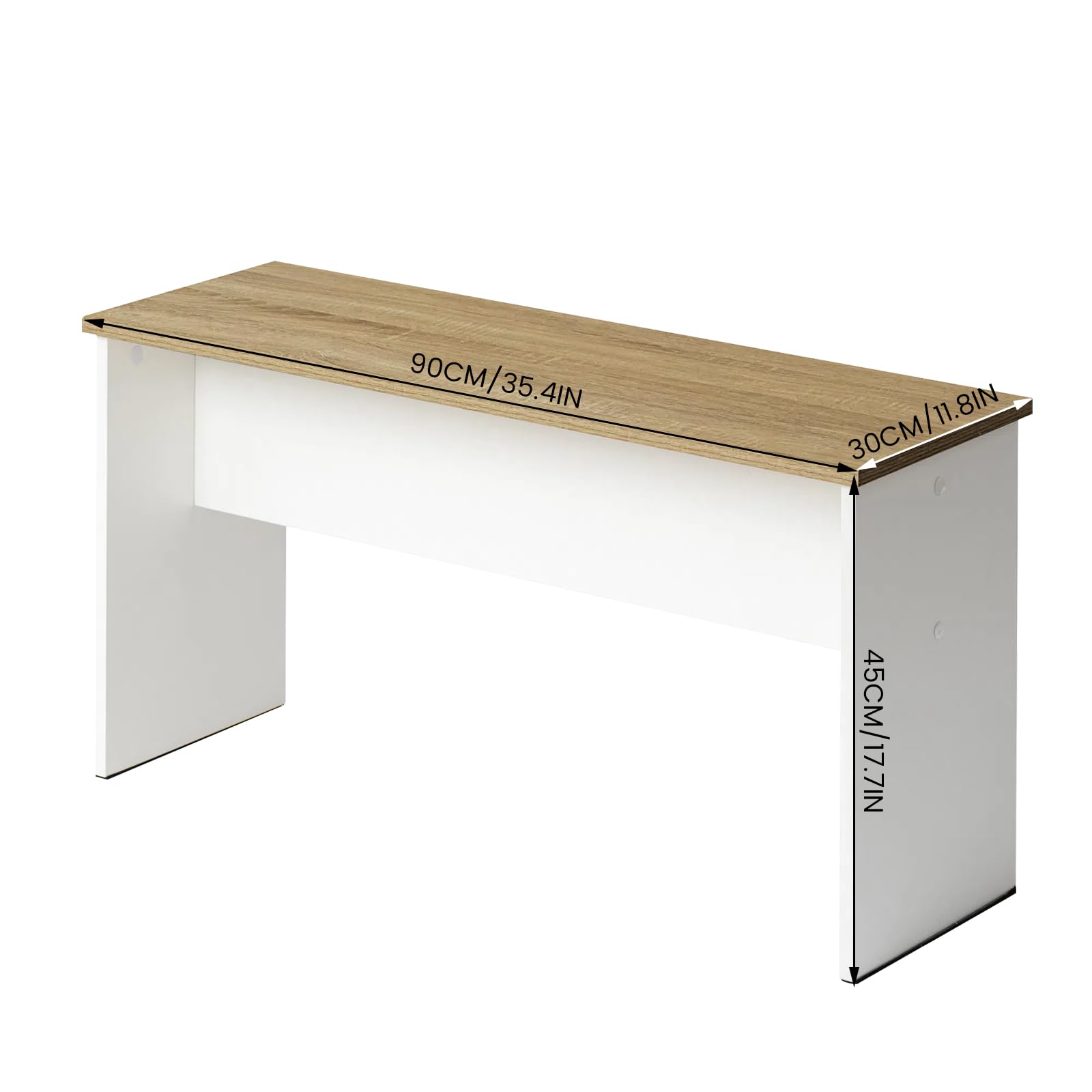 Set di 2 panchine per tavolo da pranzo, panchine da cucina, panca da tavolo da pranzo, 90 x 30 x 45 cm, panca in legno, camera da letto o cucina, rovere + bianco