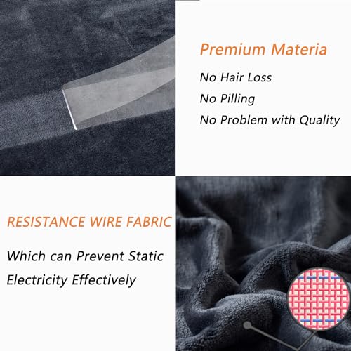 SOFTCARE-Fleece-9090-Bed-Blanket-with-Eye-Mask-Headband-All-SeasonAnti-StaticThicken-350GSM-Warm-Fuzzy-Blanket-Lightweight-Thermal-Blanket-for-CouchBedand-Sofa-Dark-Gray-Queen-Size