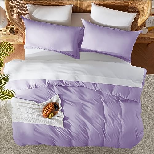 Nestl Twin Duvet Cover Set - Soft Double Brushed Lavender Duvet Cover Twin, 2 Piece Twin/Twin XL Duvet Cover with Button Closure, 1 Duvet Cover 68x90 inches and 1 Pillow Sham