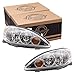 Driver and Passenger Headlights Headlamps with Chrome Trim Replacement for Toyota Camry 8115006180 8111006180