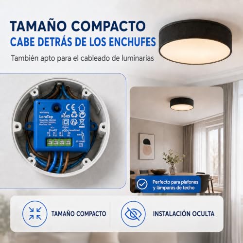Miniatura 6 de Loratap 2 Piezas Interruptor Wifi Inteligente Módulo De Interruptor Inalámbrico Temporizador Control Remoto Por App Ios O Android, Compatible Con Alexa Echo E Google Assistant, 10a 2500w