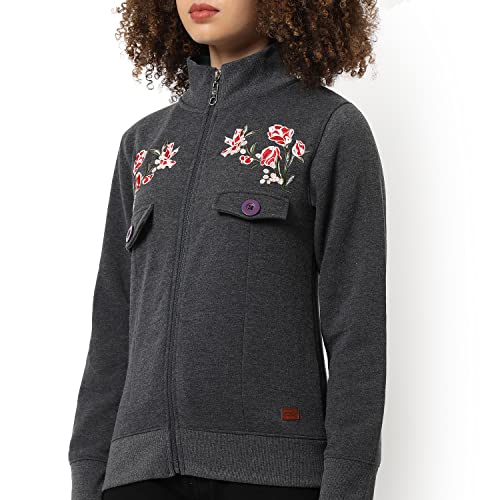 Image of PINACOLADA Women's Colorblock Sweatshirt with Ribbed Hem for Casual Wear | Low-High Neck | Long Sleeve | Button Closure | Cotton Sweatshirt Crafted with Comfort Fit for Everyday Wear