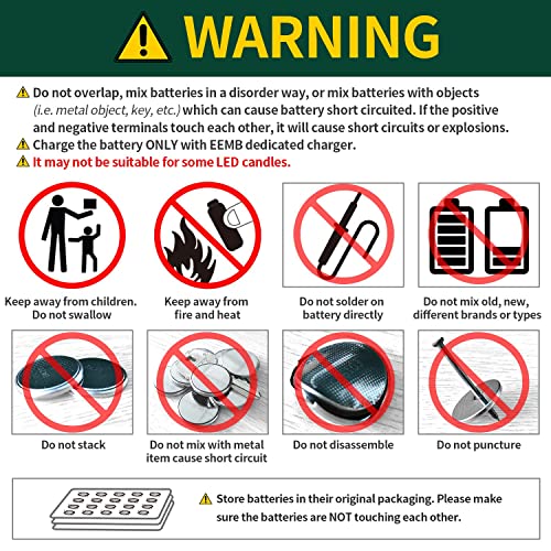 EEMB LIR2032H wiederaufladbares Akkus Batterie Ladegerät mit 4PCS 3.7V Lithium-Ionen-Münz-Knopf-Zelle Batterie 70mAh kann ML2032 für Auto Remote Key Fob Uhr ersetzen