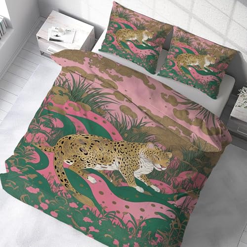 Housse de couette 220x240 faune parure de lit microfibre avec zip intégrée