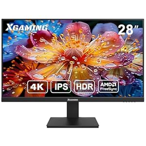XGaming 28 Inch 4K Monitor, 3840×2160 IPS Panel, 60Hz, 4ms,100% sRGB, HDMI, DP, Freesync, HDR,Built in Speaker,Low Blue light,VESA