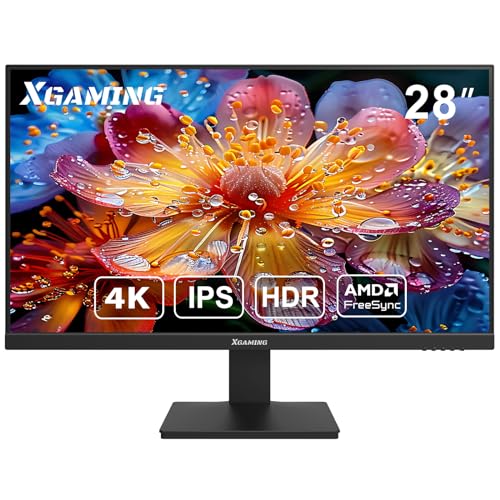 XGaming 28 Inch 4K Monitor, 3840×2160 IPS Panel, 60Hz, 4ms,100% sRGB, HDMI, DP, Freesync, HDR,Built in Speaker,Low Blue light,VESA