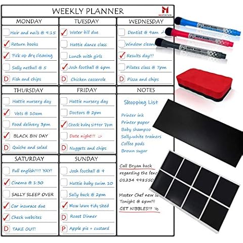 Magnetic Weekly Planner Whiteboard with Accessories Cover