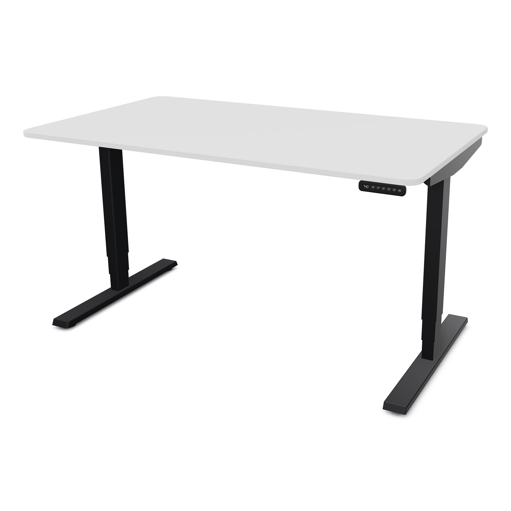 ASSMANN elektrisch höhenverstellbarer Schreibtisch Y‑Line Curved 120×70 cm – Weiß/Schwarz, TÜV‑zertifiziert, Memoryfunkt