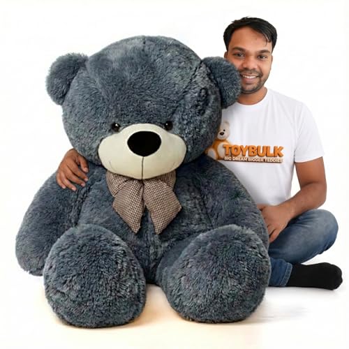 Image of 4 Feet Grey Teddy Bear for Girls | Giant Soft Plush Hugging Teddy | Big Size Stuffed Animal Toy for Birthday, Anniversary, Valentine Gift for Girlfriend & Kids