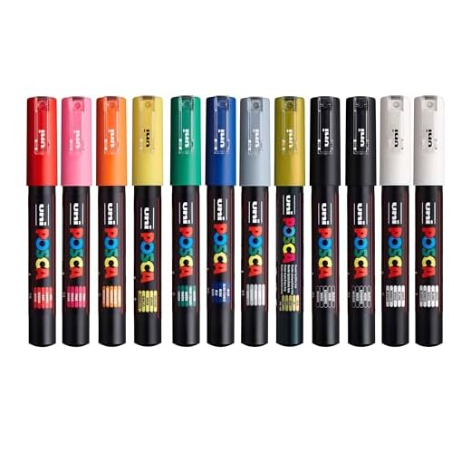 Juego de 12 rotuladores profesionales Uni Posca PC-1M, incluye rotuladores extra de color negro y blanco