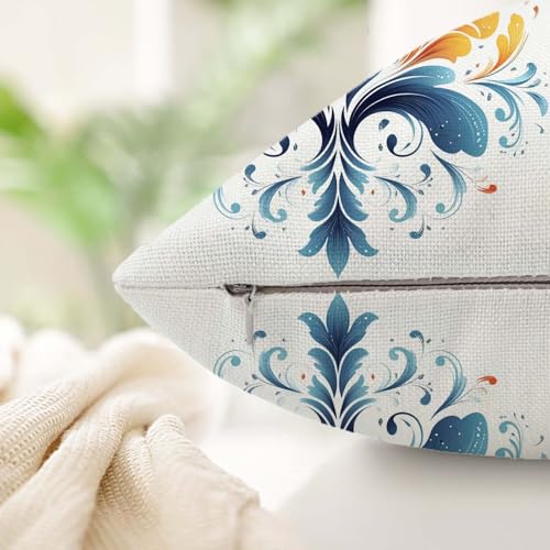 Housse coussin extérieur imperméable violette aspect lin bohème - 5