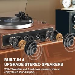 Platine Vinyle avec Haut-Parleurs Intégrés Bluetooth Vinyles Tourne Disque à Courroie Arrêt Automatique 33/45 Tours Sortie RCA Entrée AUX - Les Beatles, Paul McCartney, John Lennon, RIngo Starr, George Harrison Platine Vinyle avec Haut-Parleurs Intégrés Bluetooth Vinyles Tourne Disque à Courroie Arrêt Automatique 33/45 Tours Sortie RCA Entrée AUX – Image 2
