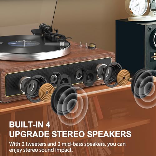 Platine Vinyle avec Haut-Parleurs Intégrés Bluetooth Vinyles Tourne Disque à Courroie Arrêt Automatique 33/45 Tours Sortie RCA Entrée AUX - Les Beatles, Paul McCartney, John Lennon, RIngo Starr, George Harrison Platine Vinyle avec Haut-Parleurs Intégrés Bluetooth Vinyles Tourne Disque à Courroie Arrêt Automatique 33/45 Tours Sortie RCA Entrée AUX – Image 3