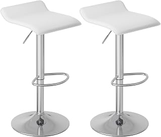WOLTU Bar Stools Set of 2, Height-Adjustable Bar Stool, 360° Rotating | Bar Stool with Footrest, Sturdy Metal Frame, 360° Swivel PVC Cover, for Kitchen and House Bar, Modern
