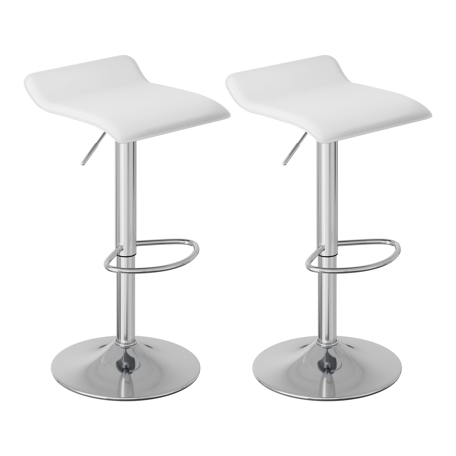 WOLTU Barhocker 2er Set, Höhenverstellbarer Barstuhl, 360° drehbarer Bistrohocker mit Fußstütze, aus Kunstleder Metall, für Bar Küche Theke Café