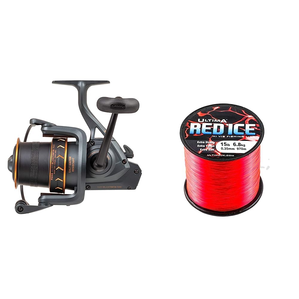 PENN Surfblaster III Longcast Fishing Reel, Spinning Reels for Sea Fishing, long Distance Spool Surf Casting Reel for Saltwater Beach and Rock Fishing, Black, Gold, 7000 and 8000 size available