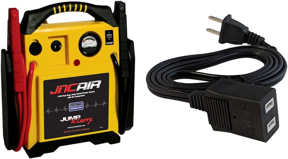 Clore Automotive Jump-N-Carry JNCAIR 1700 Peak Amp Jump Starter with Air Compressor and Charging Cord