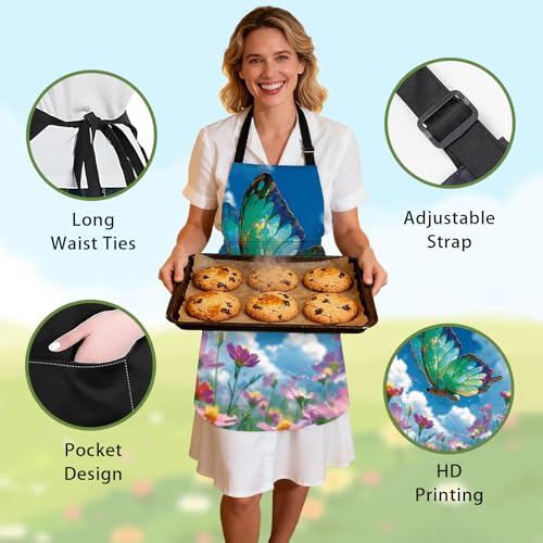 Image of Nuxovilar Decorative Kitchen Apron, 26.77x30.70 Inch Polyester Cooking Wearable Cover