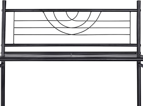 Miniatura 7 de Kimzda Estante de almacenamiento de 3 niveles para baño sobre el inodoro, organizador de estante con marco de metal, con 4 ganchos, color negro