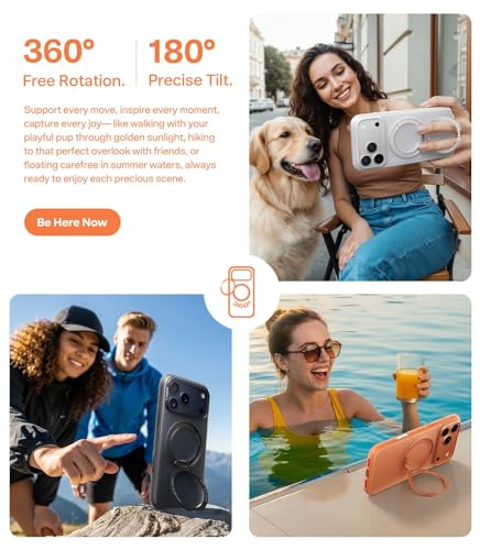 Image of TORRAS 360 Magnetic Stand for iPhone 17 Pro Max Case, [Fit for MagSafe] [4X Military-Grade Protection] Slim Case for iPhone 17 Pro Max 6.9 inch, Translucent Cosmic Orange, Ostand O3 Fitness Series