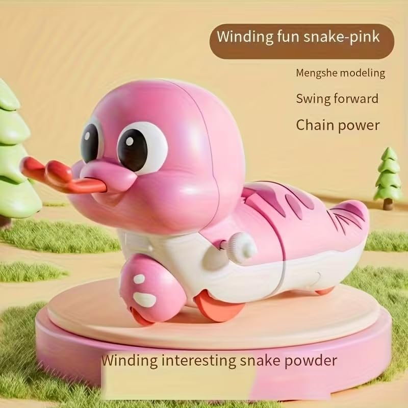 Image of Cute Wind-Up Duck Toy for Kids, Manual Clockwork Walking Duck, Colorful Cartoon Animal Toy for Toddlers & Children (Pink Duck Toy)
