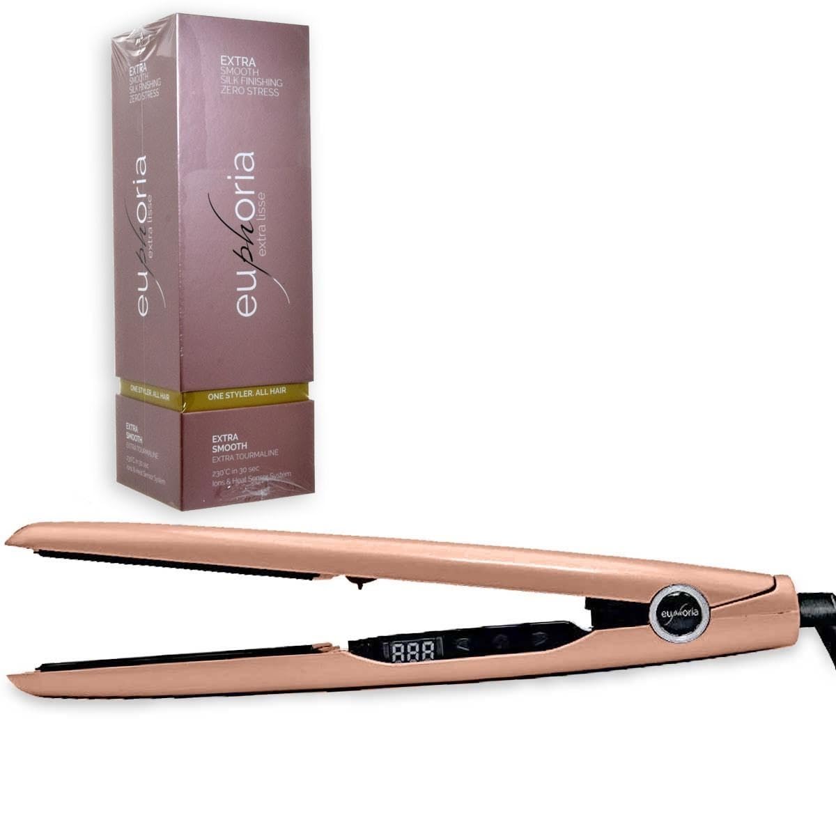 HAIRON Euphoria Jewel EXTRE LISSE - ROSE GOLD, Piastra per Capelli Professionale, con Generatore di Ioni e Piastre in Tormalina e Cristalli D’Argento, Temperatura max. 230°C.