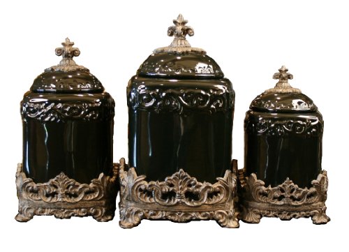Drake Design 3454 Large Canister (3-Piece Set), Onyx, 13.5,12,10 Inch