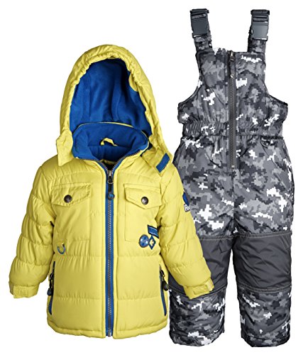 Rugged Bear Baby Boys Down Alternative Snowsuit Jacket and Snowpants Bib Set - Acid (12 Months)