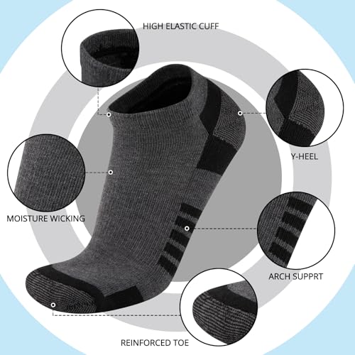 Image of COOVAN 10 Pairs Mens Ankle Socks Men 10 Pack Low Cut Comfort Cushion Casual Socks